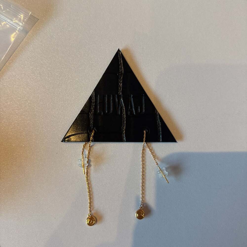 LUWAJ Gold Tone Chain Threader Earrings with Spiral Discs